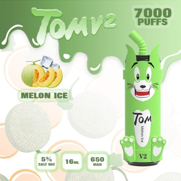 Pod Tom V2 - 7000 Hơi - Pod dùng 1 lần vị Melon Ice - Dưa Lưới lạnh