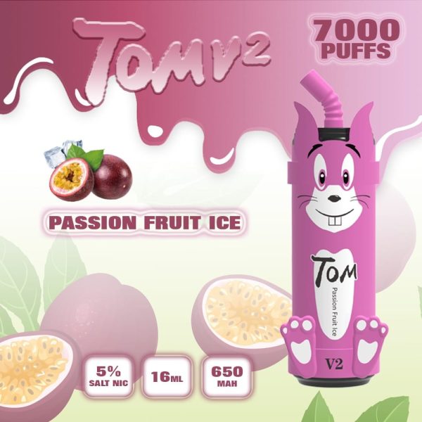 Pod Tom V2 - 7000 Hơi - Pod dùng 1 lần vị Passion Fruit Ice - Chanh leo lạnh