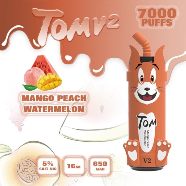 Pod Tom V2 - 7000 Hơi - Pod dùng 1 lần vị mix Mango Peach Watermelon