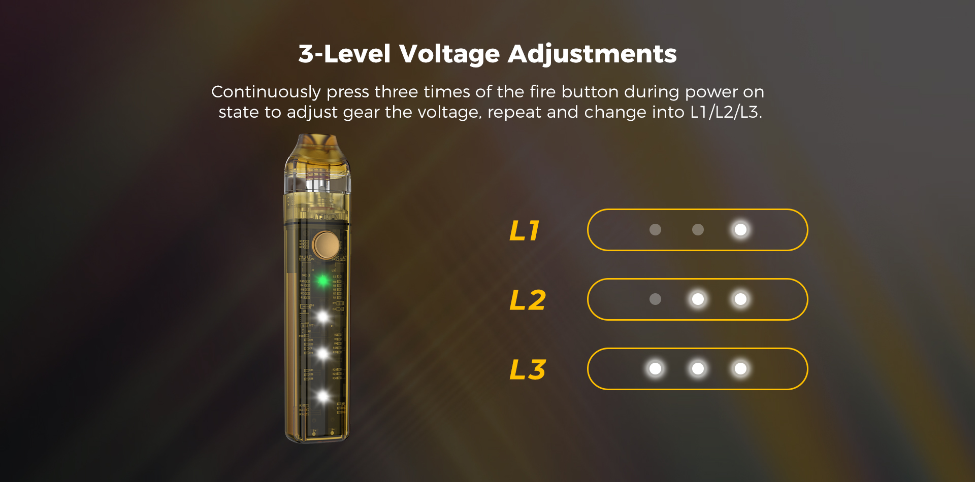 Pod feelin C1 với chế độ hút tương đương 3 mức đèn khác nhau
