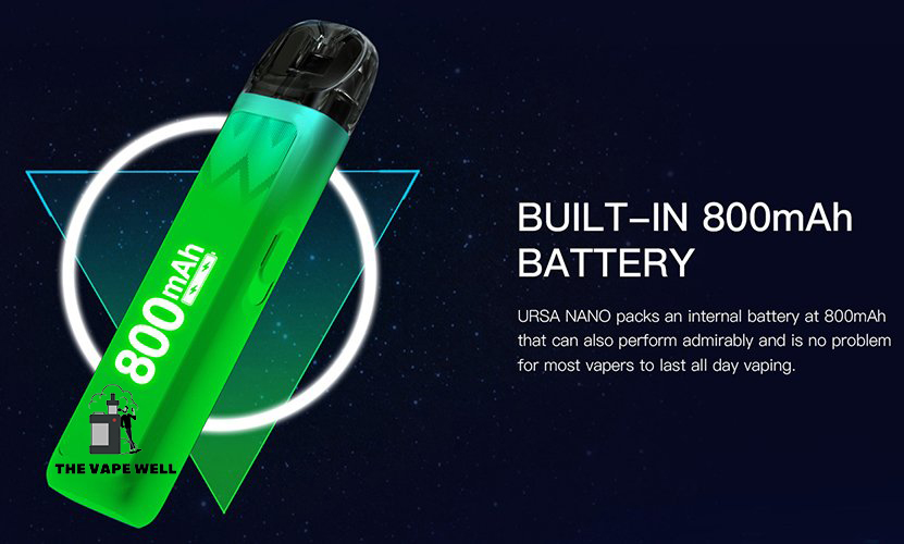 Ursa Nano Pod Kit sở hữu pin lên đến 800mAh